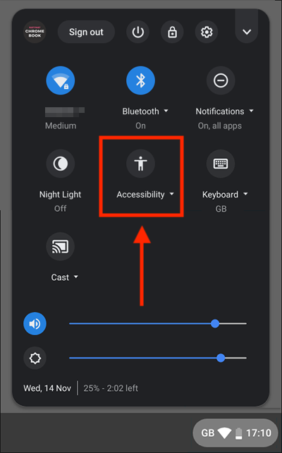 Click on the Accessibility icon in the System menu